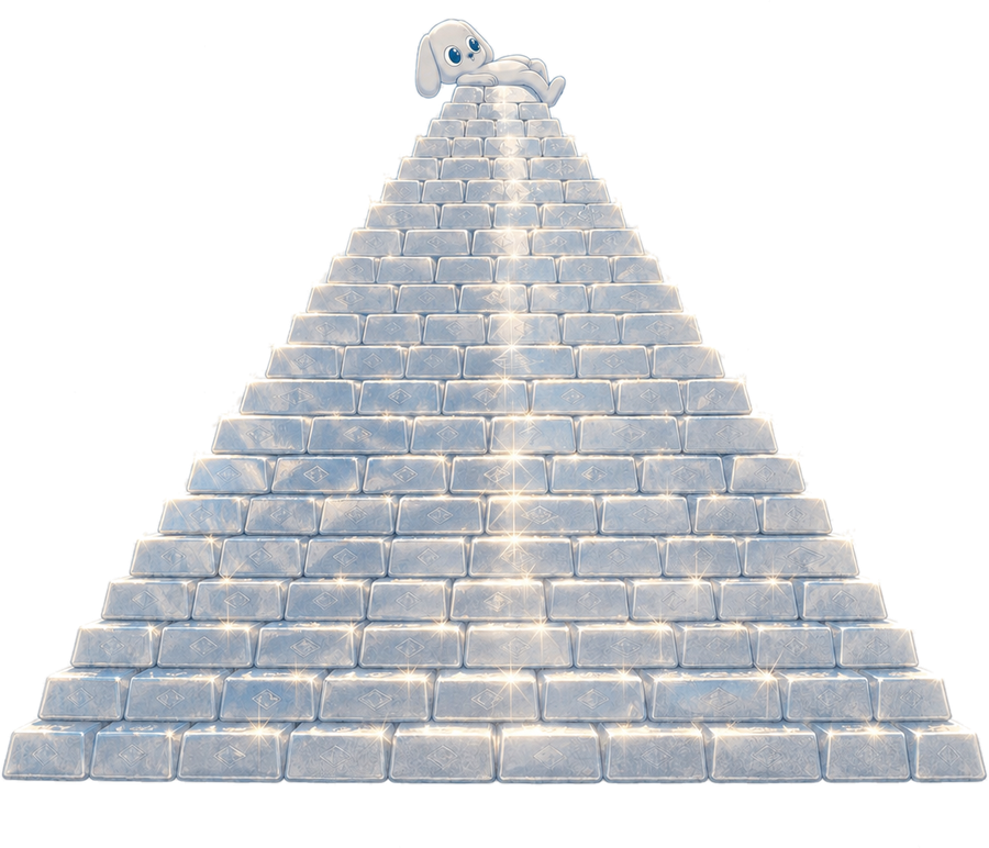 Degs on a pyramid of silver bars
